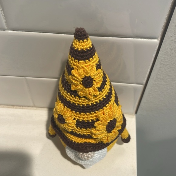 Handcrafted Sunflower Gnome Amigurumi Crochet Home Decor Flower Summer Cheer - Picture 5 of 10